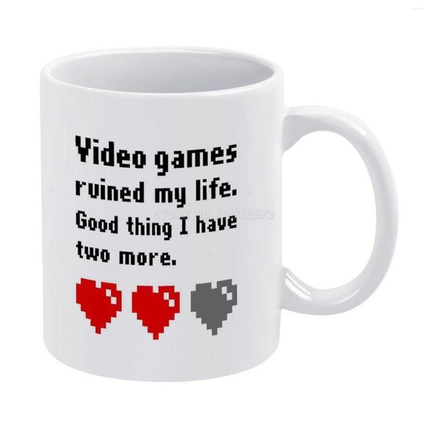 Os videogames de canecas arruinaram minha vida caneca branca impressão de boa qualidade 11 onças xícara de café Coração Love Play Humor Gamer R