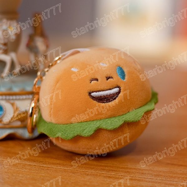 7cm Nette Cartoon Plüsch Hamburger Anhänger Spielzeug Gefüllte Lebensmittel Brot Schlüsselbund Dekor Puppe Kinder Spielzeug Geburtstag Geschenk