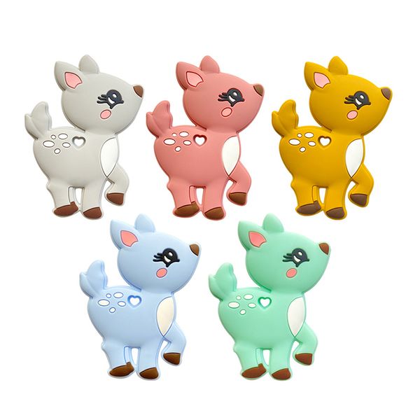 Deer colorato Teethers Food Grade Giocattoli per la dentizione del bambino Masticabili a forma di animale Succhietti Giocattoli motori orali per bambini Regali di Natale