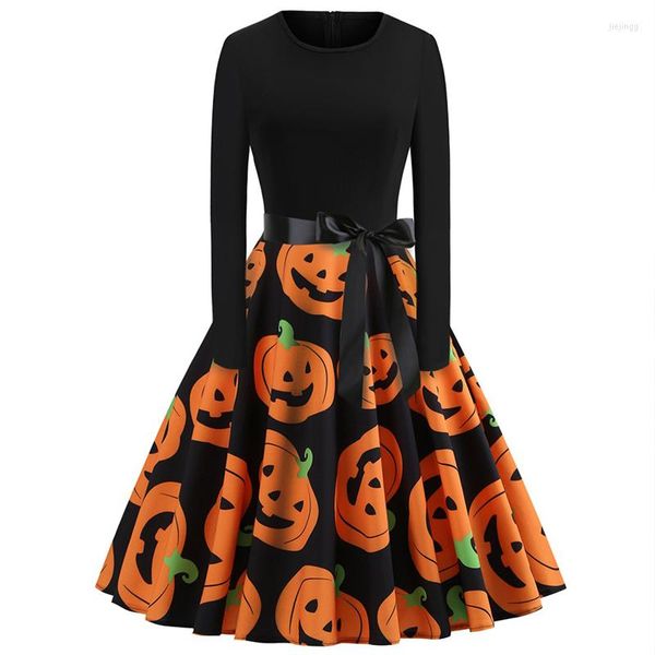 Повседневные платья костюмы на Хэллоуин для женщин, дамы, элегантные винтажные длинные рукава Midi осень 2022 г. Вечеринка Kawaii