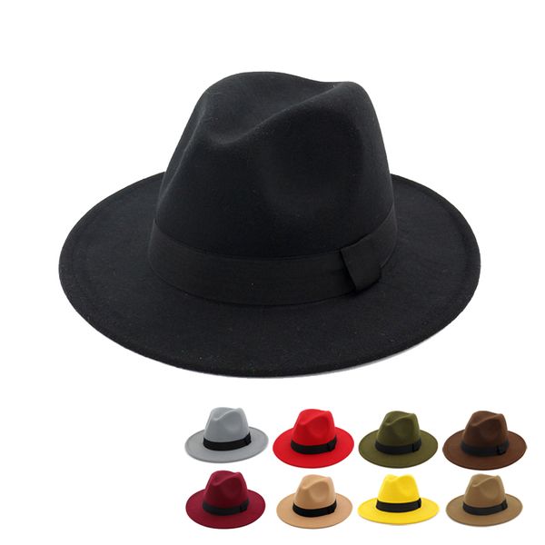 Cappelli a tesa larga Cappello fedora invernale di alta qualità Cappello morbido da uomo in feltro classico Jazz Floppy Donna Casual Fedora Panama Cap per party Drop Delive Smtvn