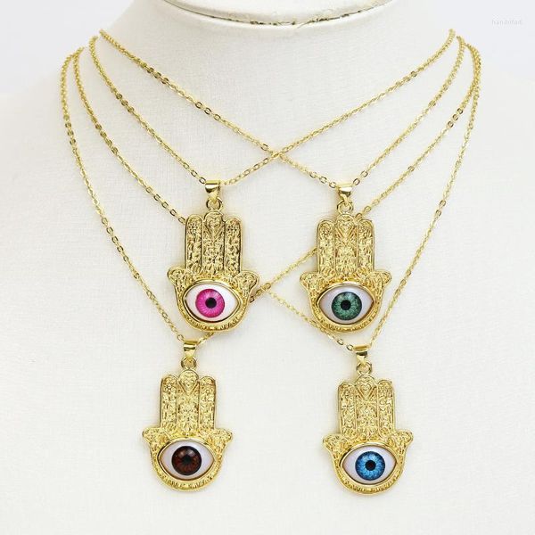 Anhänger Halsketten 10 Stück Hamsa Halskette Mix Farbe Augen Gold Schmuck Kette Mode