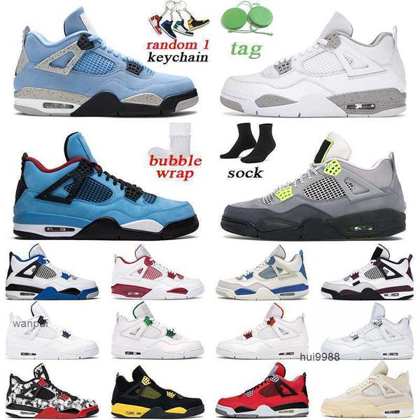 2023 Jumpman 4 Männer Frauen 4S Basketballschuhe Black Cat University Blue Fire Red White Oreo Neon Herren Trainer Jordam JERDON