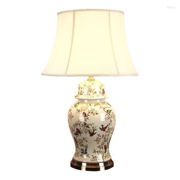 Lâmpadas de mesa chinesas luminárias de cerâmica clássica grande led de porcelana europeia Bedroom Light Bedroom REEITA DE ESTUDO H 66/77CM 2114