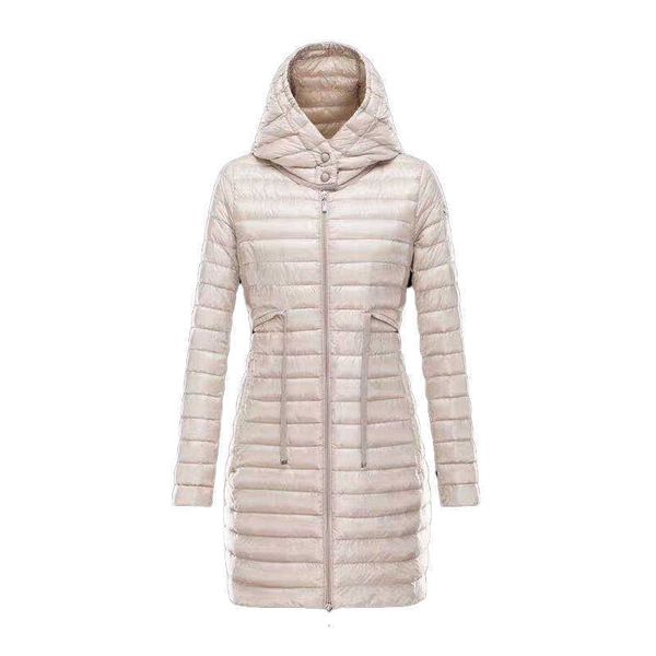 Mulheres para baixo parkas designer longo para baixo jaquetas marca francesa rendas-up com capuz jaqueta de inverno bordado carta braçadeira fina e leve 713