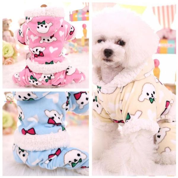 Abbigliamento per cani Abbigliamento per animali domestici Tuta invernale per Dags Tuta Giacca con cappuccio calda Sweetie Animals Stampa Clothng Puppy Wadded Parka