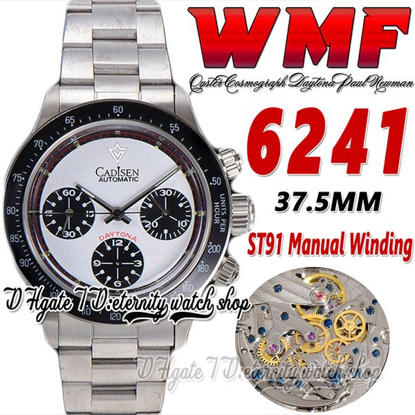 Paul Newman ST91 CRONOGRAGGIO MANUALE MANUALE MENS ORGHIO WMF WM6241 1967 RARA RARA VINTAGE BIANCO VINTAGE BLACO BRACHETTO SUBDIALE BRACOLO SUPER ETHITION ETERNITY OROLOGI R1