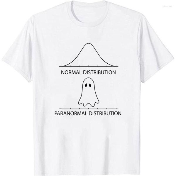 Herren T-Shirts Mathe Statistik Normalverteilung Paranormales T-Shirt Lustiger Liebhaber Kurzarm Hipster Ghost Print Shirt