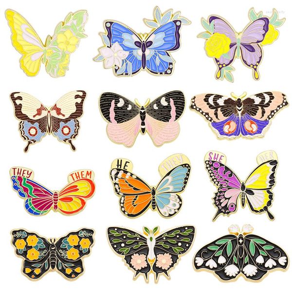 Broschen 5 teile/satz Schmetterling Blume Emaille Pin Zubehör Abzeichen Revers Für Kleidung Rucksack Frau Dekorative Schmuck Brosche Freund