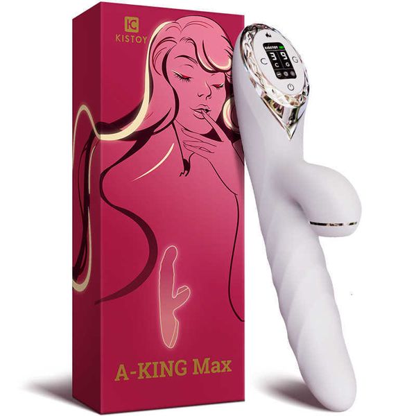 Brinquedo sexual vibra￧￣o lan￧a kis brinquedo a-king max girating telesc￳pico Av Wand Supking Vibrator LED Display G-Spot Clitoris Brinquedos de haste do vibrador para ywlu