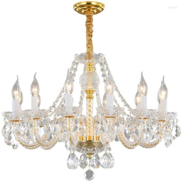 Lustres da sala de estar europeia Crystal Lustre Light Luxury Bedroom Estudar Luzes de Roupas de Roupas de Roupa Lâmpadas Decorativas de Restaurante