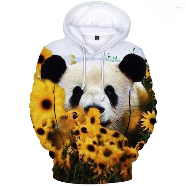 Moletons masculinos Moda 3d panda homens moletons molhos de madremas de outono infantil de animais com capuz casual meninos meninas de rua