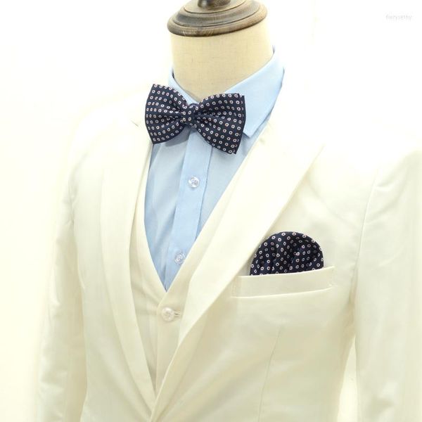 Pañuelos de arco HOOYI Dot Neck Tie Set para hombres Pañuelo de papel 2022 Bowtie Pretied Wedding Mariage Party Gift