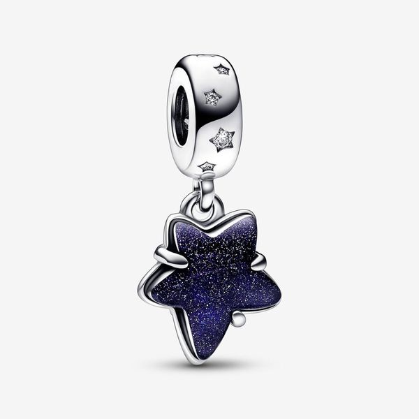 Celestial Galaxy Star Murano Pendentes Charms Fit Original European Charm Bracelet Fashion Women Halloween 925 Sterling Silver Jewelry Accessories