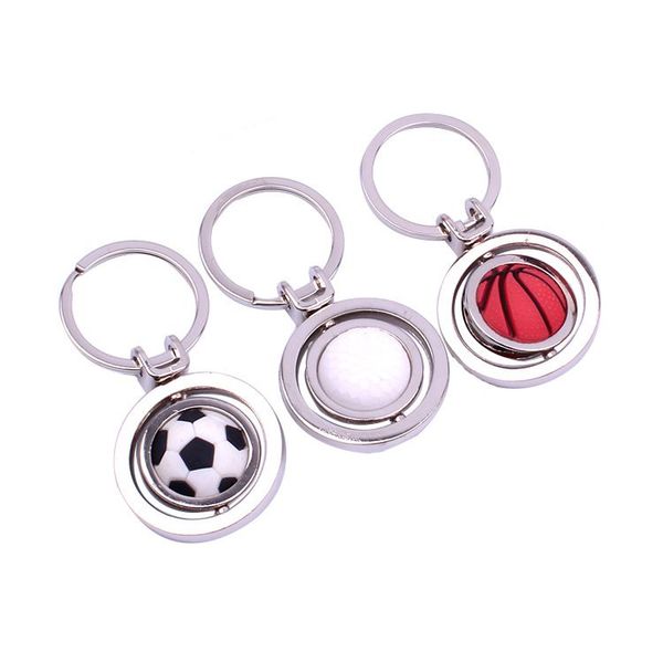 Partybevorzugung 3D-Sport rotierender Basketball-Fußball-Golf-Schlüsselanhänger Souvenirs Anhänger Schlüsselanhänger Schlüsselanhänger Ball Geschenke RRA352