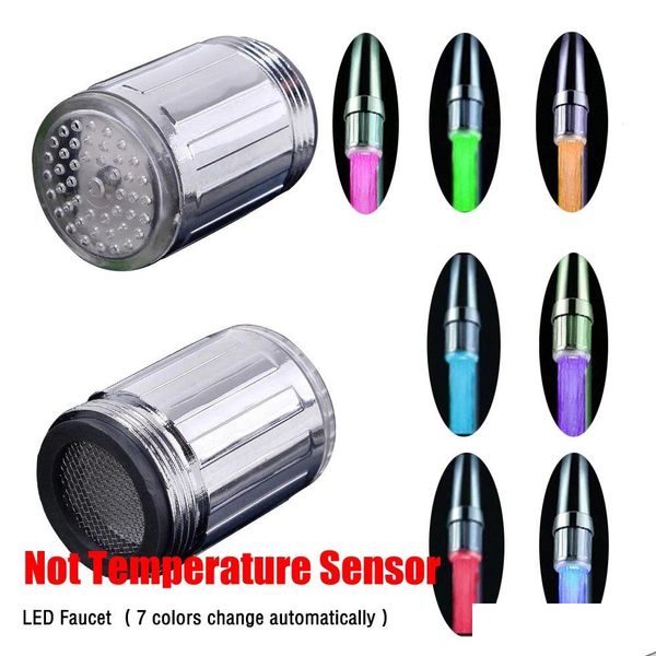 LED musluk ışıkları LED musluk akan su ışığı mutfak banyo duş nozul kafası 7 renk değişimi sıcaklık sensörü damla dağıtım dhbxo