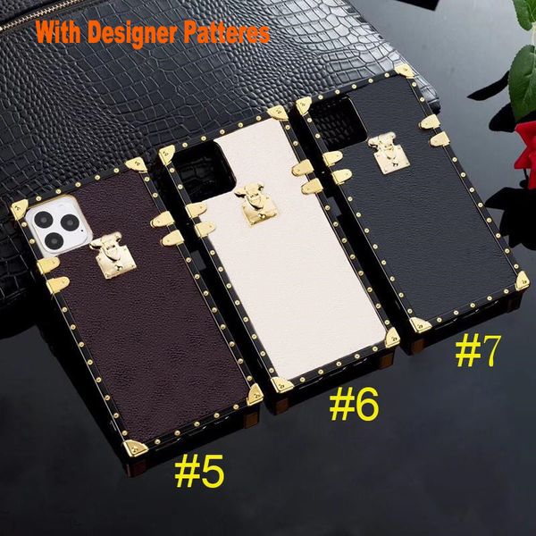 Luxury Square Brown iPhone XR Hüllen für Apple iPhone XS 14PLUS 14p Pro Max 14pro 13 12 8 Elegante Frauen Girls Designer Metall Dekoration Ecke Klassiker Retro Soft TPU Hülle