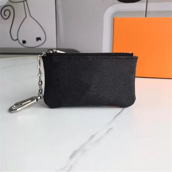 Com box ey bolsa de couro pu saco de couro cles cles designer moda feminina lvity masculk key ring cartão de crédito titular moeda bolsas mini carteira charme marrom