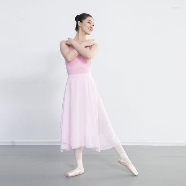 Bühnenkleidung Frauen Ballett Tanzrock Trikot Klassisches Kleid Erwachsene Chiffon Tutu Wickelschal Praxis