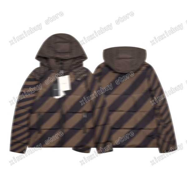 xinxinbuy Herren-Designer-Mantel, Daunenjacke, doppelseitig, Roma-Nylon-Stoff, Reißverschlusstasche, Langarm, Damen, Weiß, Schwarz, Braun, S-2XL