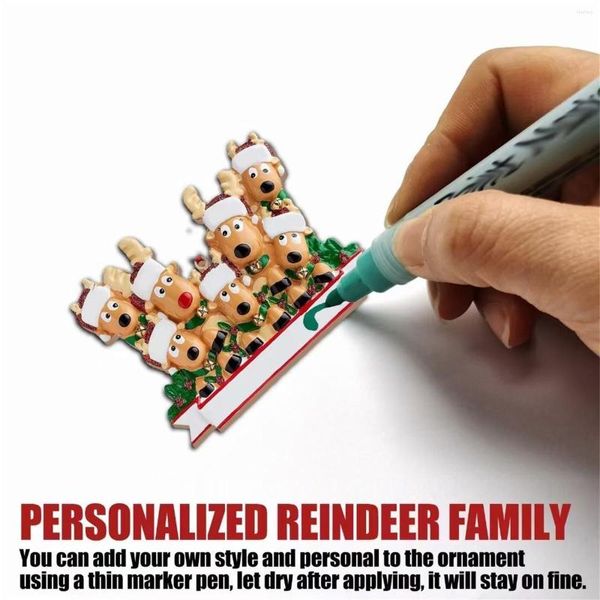 Decorações de Natal Pintados com criativos pintados à mão Nome personalizado Pingentes de Natal Ornamentos da família Bauble decoração Ornament Elk Deer 2022