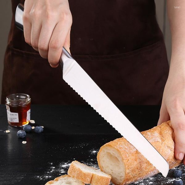 Bakeware aletleri 420 paslanmaz çelik tırtıklı bıçak tost ekmek dilim kek pişirme