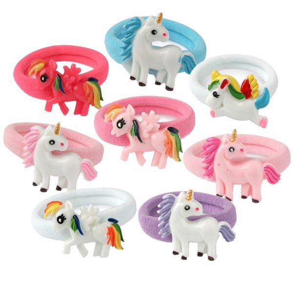 Çocuklar Renkli Baskı El Boyalı Sevimli Karikatür Unicorn Halat Scrunchie Kız Naylon Kauçuk Saç Bantları Bebek Saç Aksesuarları Fabrika Doğrudan Fiyat İmtiyazları