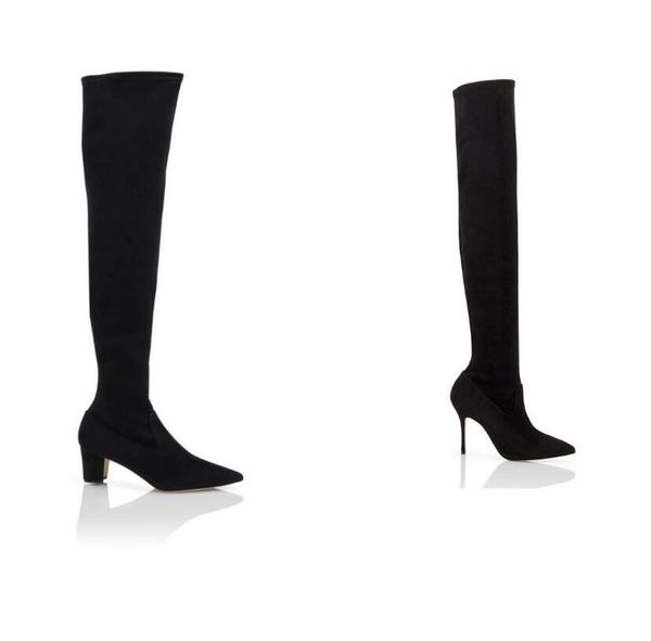 Designer embelezado lupasca camurça preta coxa botas altas branco preto combate booty festa de casamento com caixa EU35-43 caixa
