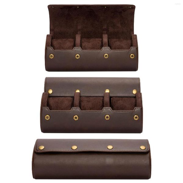 Schmuck Beutel Luxus Uhr Roll Box 3 Slots Leder Fall Halter Für Männer Frauen Uhren Organizer Display Armband Geschenk Lagerung