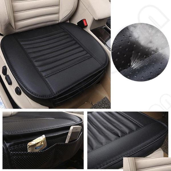 Costos de assento de alta qualidade 1pcs Black Car Seat Without Backrest Pu couro de bambu de bambu de bambu mobiles de protetores de proteção contra drO dhmh5