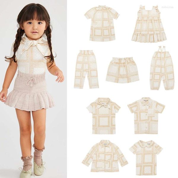 Kleidung Sets Mädchen Set Misha Puff Marke Sommer Jungen T-shirts Hosen Kleinkind Outfits Plaid Rock Infant Kinder Kleidung Mode