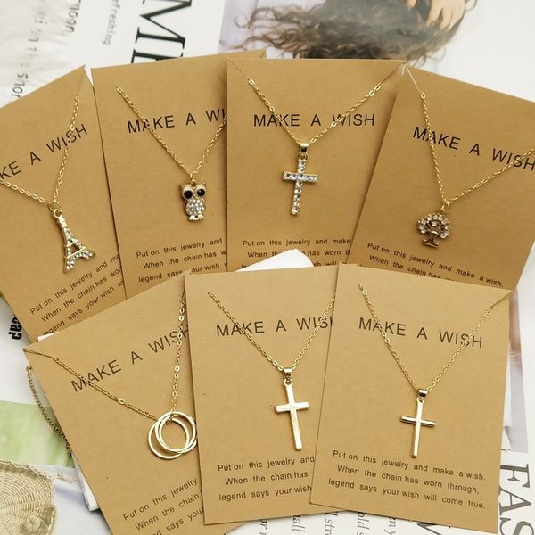 Kristall Kreuz Chocker Halskette für Frauen Gold Farbe Handtuch Baum Eule Anhänger Halskette Mode Schmuck Party Geschenk