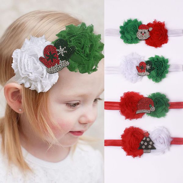 Europa Mode Infant Baby Weihnachten Stirnbänder Kinder Blume Santa Claus Baum Hut Handschuhe Haarband Kinder Kopfbedeckungen Haar-accessoire
