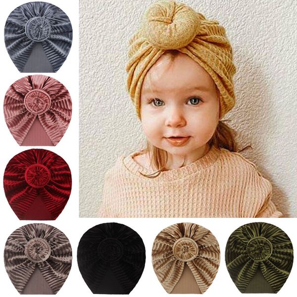 Berretto da bambina con ciambella da principessa per bambina, cappellino da turbante indiano Pleuche, copricapo morbido, per bambini, con teschio, cappelli per bambini