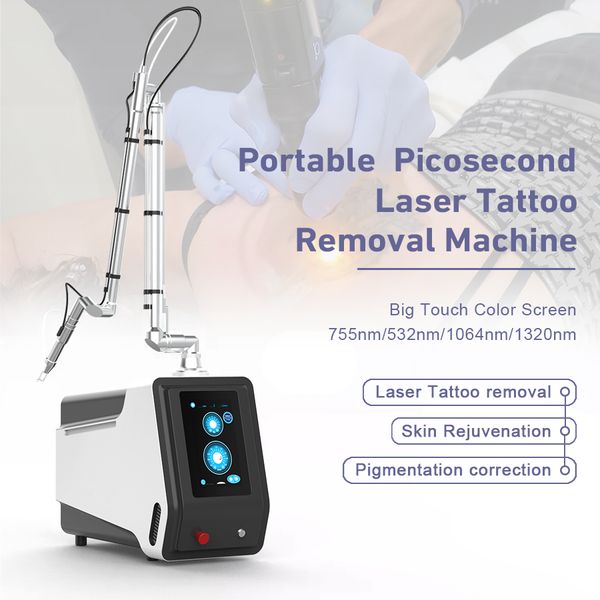 Tragbare Pikosekunden ND YAG Laser Q-Switch Tattoo Entfernung Altersflecken Schönheit Maschine OEM Verfügbar