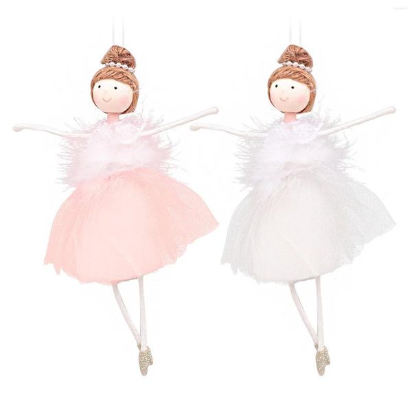 Decorazioni natalizie Ornamento per l'albero Squisito filato netto Ciondolo per bambola ragazza ballerina di peluche Anno 2022 Decorazione nobile