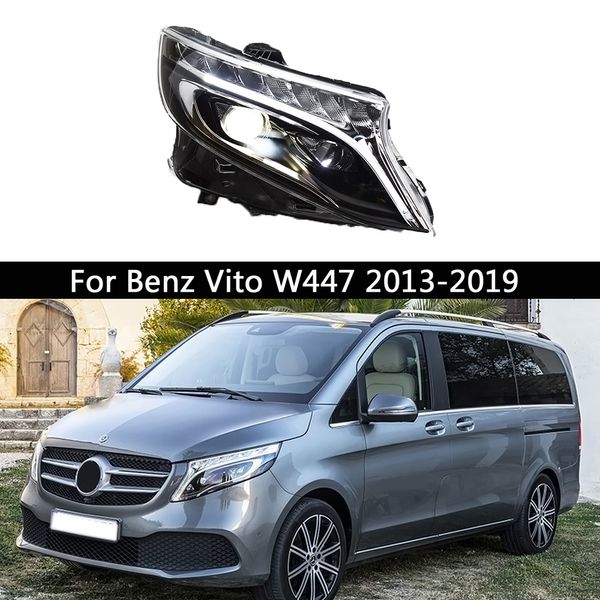 Lampada frontale Fari per auto Assemblaggio per Benz Vito W447 LED Luce di marcia diurna Fendinebbia Luci anteriori Streamer dinamico Indicatore di direzione Angolo Occhio Obiettivo del proiettore