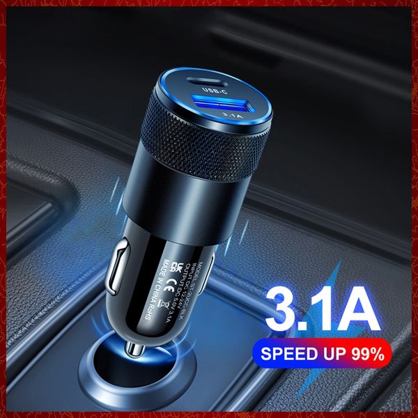 USB CAR Charger Quick Charge 3.0 Type C Адаптер быстрого зарядки для iPhone 13 12 11 Pro Max Redmi Huawei Samsung S21 S22 Зарядка Automotive Electronics Free Ship