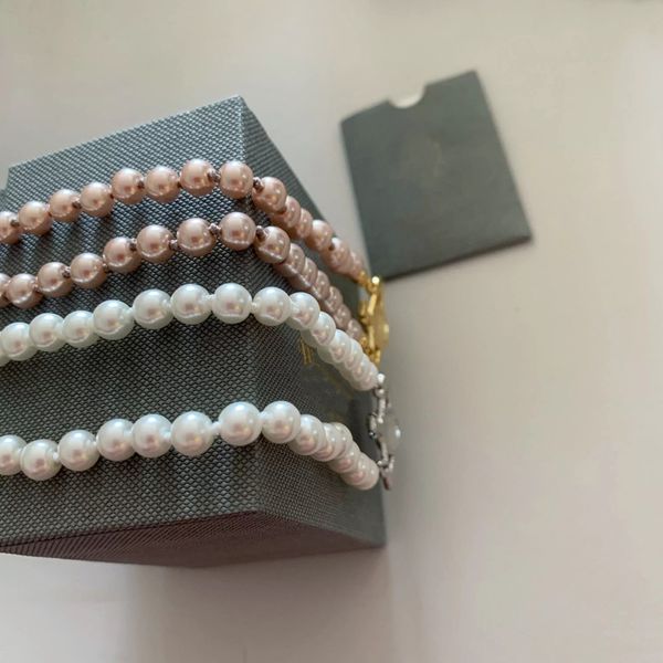 Collana di perline di perle femminili di moda per gioielli da donna Marca catena d'oro Collane di design Catene con ciondolo Atmosfera punk con scatola