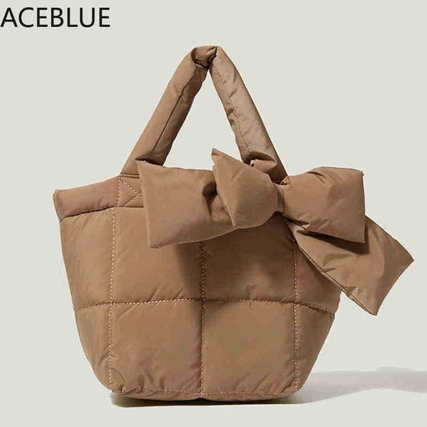 Borse da sera ACEBLUE Borsa a tracolla imbottita in piuma con nodo a farfalla Borsa a tracolla in nylon con design trapuntato Elegante borsa con cuscino a cartella invernale 220623