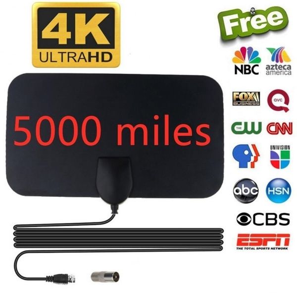 Antennen TV-Antenne 4K 8K 25DB High Gain HD TV DTV Box Digital EU Plug 5000 Meilen Booster Aktive Innenantenne Flaches Design TV-Empfänger 221031 221031