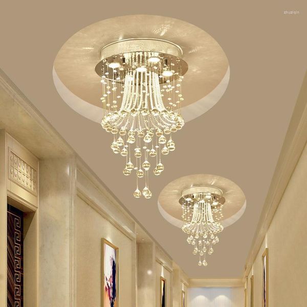 Luzes de teto Modern Hallway Crystal Light Feltures Corredor Lâmpadas redondas Cristal Decoração de brilho LED led Furface SCONCE