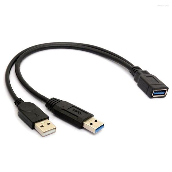 Aydınlatma Aksesuarları 0.3MUSB 3.0 Dişi - Çift USB Erkek Ekstra Güç Verileri Y Uzantı Ayrıştırıcı Kablo Senkronizasyon Adaptörü