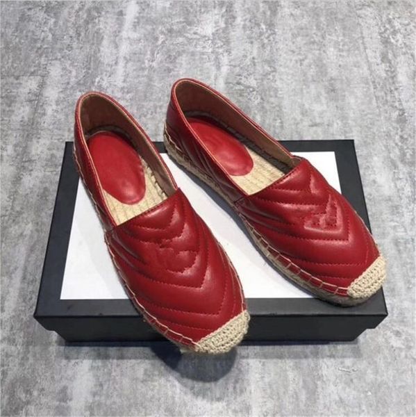 Pantofole da donna firmate Cord Platform Espadrillas in pelle matelasse Appartamenti Scarpe casual Mocassini muli rosso albicocca Sneakers Fashion Lady Sandali estivi