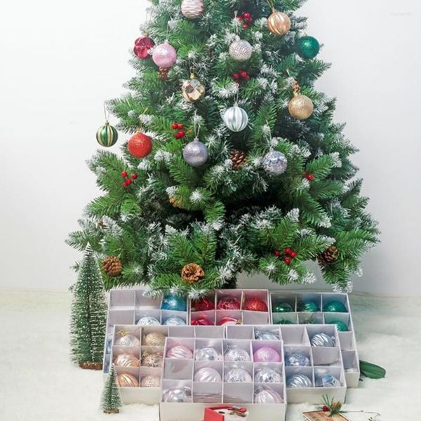 Decorazioni natalizie 1 scatola Palline glitterate Display Palline decorative colorate 6cm 12 palline per albero di Natale in PVC per la casa