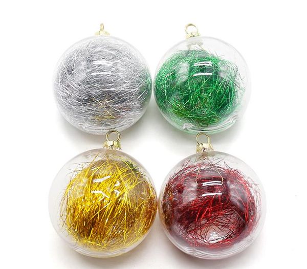 8 cm plastic kerstballen DIY sublimatie blanco glitter kerstbal kerstboomornament binnen klatergoud helder pc bal party decor thermische warmteoverdracht speelgoed SN35