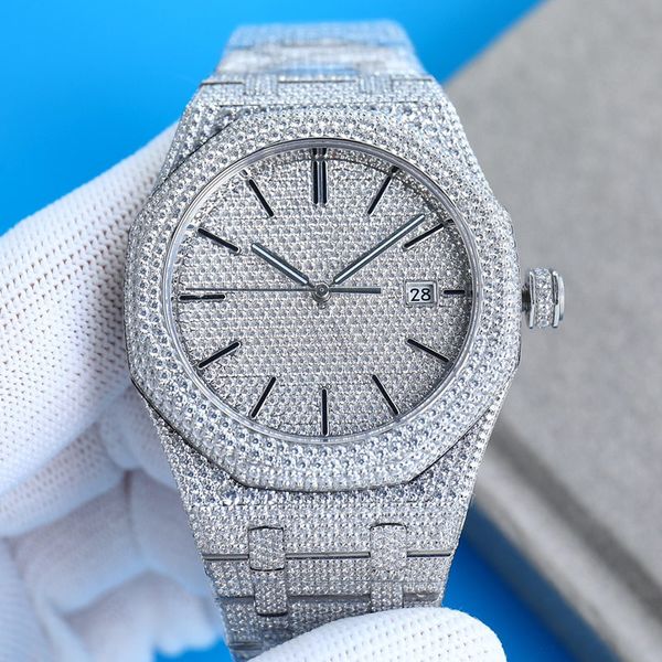 Diamantuhr Herrenuhren Mechanisches Uhrwerk Uhr 41mm Fashion Business Wasserdichte Armbanduhr Montre De Luxe