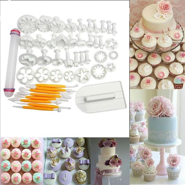 Bakeware Tools 46pcs Fondant Cake Decorating Decorating Gumpete Modelagem Modelagem Artesanato de cozinha Acessórios de estilo de cozinha Acessórios