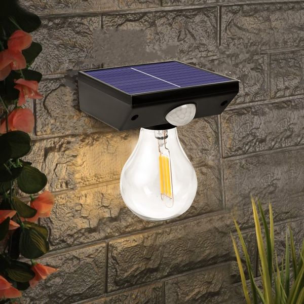 Luzes solares de parede solar externo COB Bulbo Controle Motion Sensor Indução