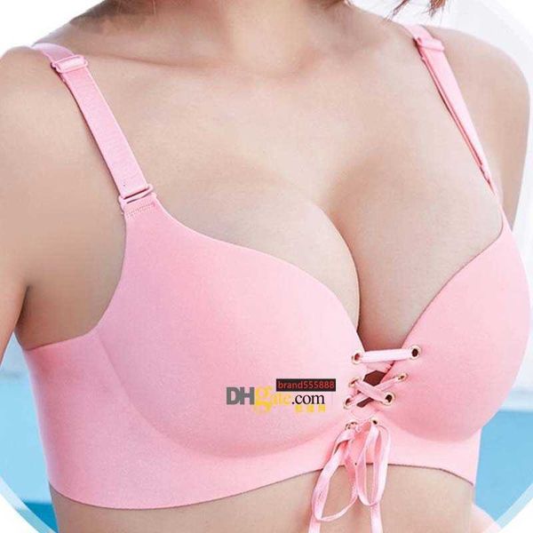 Mutandine da donna Reggiseno senza ferretto da ragazza Chiusura frontale Coppa senza bordi Super push up Donna Taglia grande Sexy Senza cuciture Raccogliere Intimo regolabile Reggiseno a fascia